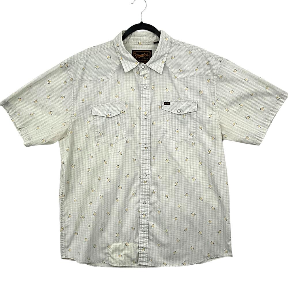 Howler Bros H Bar B Snapshirt Mens XL Striped Floral Short Sleeve Pearl Snap